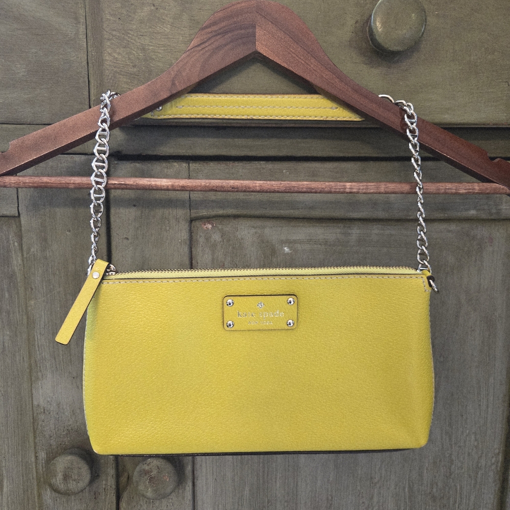 Kate Spade Wellesly Byrd Citronella Chartreuse Leather Chain Shoulder Bag